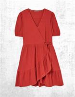 Womens Fat Face Short Sleeve Danica Jersey Wrap Dress V Neck Rust Red - 14 Regular