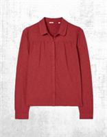 Womens Fat Face Jersey Shirt Long Sleeve Collared Kim Red (A Bit Defect) - 16 Regular