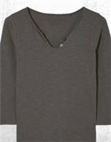 Womens Fat Face T-Shirt 3/4 Sleeve Cotton Porter V Neck Soft Jersey Grey - 8 Regular