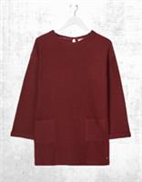 Womens Fat Face Amari Textured Tunic Jacquar Pockets Crew Nec Red (A Bit Defect) - 10 Regular