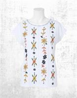 Womens Fat Face T-shirt Short Sleeve Cotton Crew Neck Ivy Embroidered White - 8 Regular