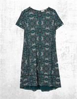 Womens Fat Face Short Sleeve Simone Mirrored Jersey Dress in Teal Green Size 8 - 8 Regular