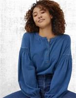 Womens Fat Face Long Sleeve Keira Indigo Henley Top Blue Size 12 (A Bit Defect) - 12 Regular