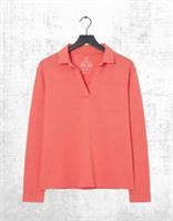 Womens Fat Face Jersey Shirt Collared Long Sleeve Paige Cotton Red Soft Jersey - 10 Regular