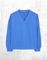 Womens Fat Face V Neck Sweatshirt Long Sleeve Relaxed Cotton Long Sleeve Blue - 12 Regular
