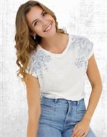 Womens Fat Face Ivy Intricate Floral T-Shirt in Natural Floral Mix (Defect) - 6 Regular