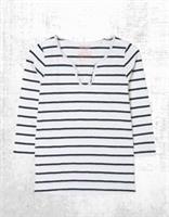 Womens Seasalt 3/4 Sleeve Cotton Porter T-Shirt in White Stripe (Defect) - 10 Regular