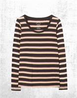 Womens Fat Face Long Sleeve Cora Stripe Scoop Neck Top in Black (A Bit Defect) - 8 Regular