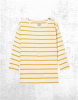 Womens Fat Face Kinsley Drop Shoulder Stripe Cotton Top in Yellow Gold Sand - 8 Regular