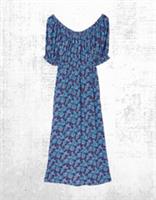 Womens Fat Face Midi Dress Square Neck Short Sleeve Ink Floral Purple