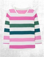 Womens Fat Face Stripe T Shirt 3/4 Sleeve Natalie Crew Neck Pink Multi (Defect) - 12 Regular