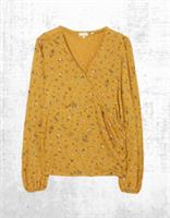 Womens Fat Face Long Sleeve Bethany Ditsy Wrap Top in Yellow (A Bit Defect) - 8 Regular