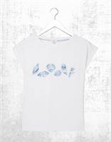Womens Fat Face Short Sleeve Shell Graphic Jersey T-shirt in White Blue - 12 Regular