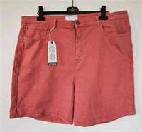 New Tags Fat Face Darley Denim Shorts Coral Orange Pink UK 22 Pockets Jean Pants - 22 Regular