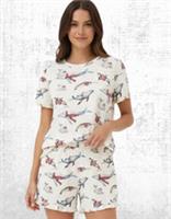 Womens Fat Face Soft Jersey Lounging Pyjama Shorts Frilly Printed Whales