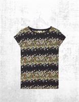 Womens Fat Face Cotton Long Sleeve Striper Floral Ivy Scattered T-Shirt Black - 10 Regular