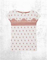 Womens Fat Face Short Sleeve Ivy Woodblock Geo T-Shirt Ivory - 10 Regular