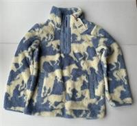 Fatface Girls Blue/Cream Horse Half Zip Fleece Age 5-6 Years *BNWT*