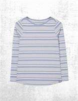 Ex Fat Face Womens Long Sleeve Breton Top in Blue White Stripe - 8 Regular