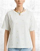 Womens Fat Face Cotton Jersey Ivory Embroidered Stripe T Shirt (A Bit Defect) - 20 Regular