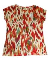 FatFace Women's Linen Top Abstract Ikat Print Short Sleeve Tshirt Size 8 Rrp &pound;42 - 8 Regular