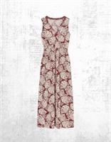 Womens Fat Face Deep V Neck Burgundy Red Shells Jersey Maxi Dress (A Bit Defect) - 12 Regular