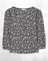 Womens Fat Face Long Sleeve Kara Mono Vines Top in Black (A Bit Defect) - 8 Regular