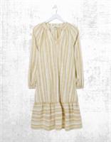 Womens Fat Face Long Sleeve Amy Natural Linen Blend Stripe Dress in Beige - 14 Regular