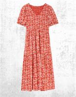 Womens Fat Face Midi Dress Danielle Brush Floral Orange Bloom (A Bit Defect) - 12 Regular