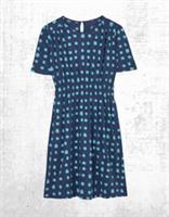 Womens Fat Face Indigo Mini Spot Jersey Dress in Blue (A Bit Defect) Size 12 L - 10 Regular