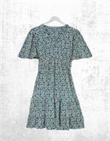 Womens Fat Face Short Sleeve Grace Shibori Jersey Dress in Teal Blue (Defect) - 12 Regular