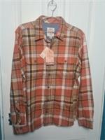 Fat Face regular fit orange and brown plaid flannel shirt - L Regular