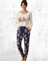 Womens Fat Face Pyjama Leggings Ellie Navy Patchwork Pyjama Bottoms(Defect) - 12 Regular