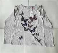 Fatface Girls Oatmeal Butterfly Graphic Long Sleeve Top Age 11-12 Years *BNWT*