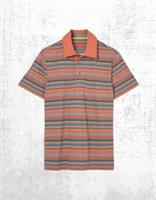 Mens Fat Face Cotton Stripe Short Sleeve Collared Poo Shirt Orange (Defect) - 2XL Regular
