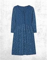 Womens Fat Face Nina Woodblock Jersey Dress Blue (A Bit Defect) - 12 Regular