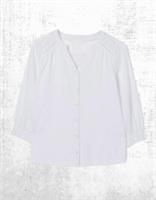 Womens Fat Face 3/4 Sleeve Winnie Button V Neck Through Top White Size 10 - 10 Regular