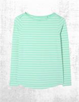 Womens Fat Face Long Sleeve Cotton Breton Top Green White Stripe (A Bit Defect) - 6 Regular