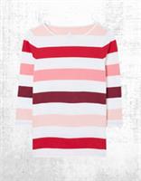 Womens Fat Face 3/4 Sleeve Cotton Casual Breton Top Pink Stripe (Defect) - 12 Regular
