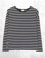 Womens Fat Face Long Sleeve Cotton Leah Stripe Top Navy (A Bit Defect) - 12 Regular