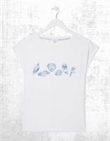 Womens Fat Face Short Sleeve Shell Graphic T-shirt White Blue (A Bit Defect) - 8 Regular