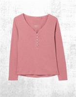 Womens Fat Face Jersey Long Sleeve Cotton Pyjama Top Henley Pink (Defect) - 14 Regular