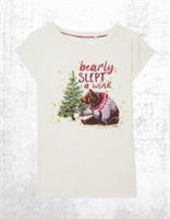 Womens Fat Face Short Sleeve Printed Pyjama Top Bobbie Beer Ivory (A Bit Defect) - 10 Regular