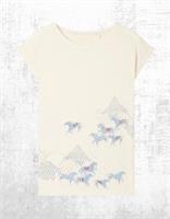 Womens Fa Face Short Sleeve Horse Print Graphic Pyjama Top Cream (A Bit Defect) - 10 Regular