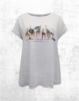 Womens Fat Face Short Sleeve Festive Giraffe Pyjama Top Ivory (A Bit Defect) - 12 Regular