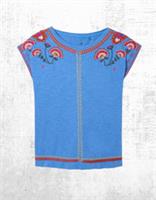 Womens Fat Face Short Sleeve Crew Neck Ivy Embroidered T-shirt Blue (Defect) - 14 Regular