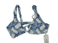 FatFace Loe Leaf Bikini Top Blue White Pattern Size UK 16 New AB - UK 16 Regular