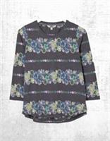 Womens Fat Face Top Cotton Sleeve Stripe Natalie Floral Black (A Bit Defect) - 10 Regular