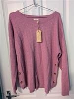 Fat Face Emmy Pink Side Button Detail Knit Long Sleeve Jumper Size 16 - 16 Regular