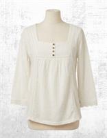 Womens Fat Face Sleeve Cotton Jersey Embroidered Top White (A Bit Defect) - 10 Regular